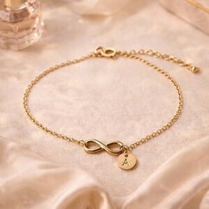 Gold Infinity Charm Bracelet Adjustable